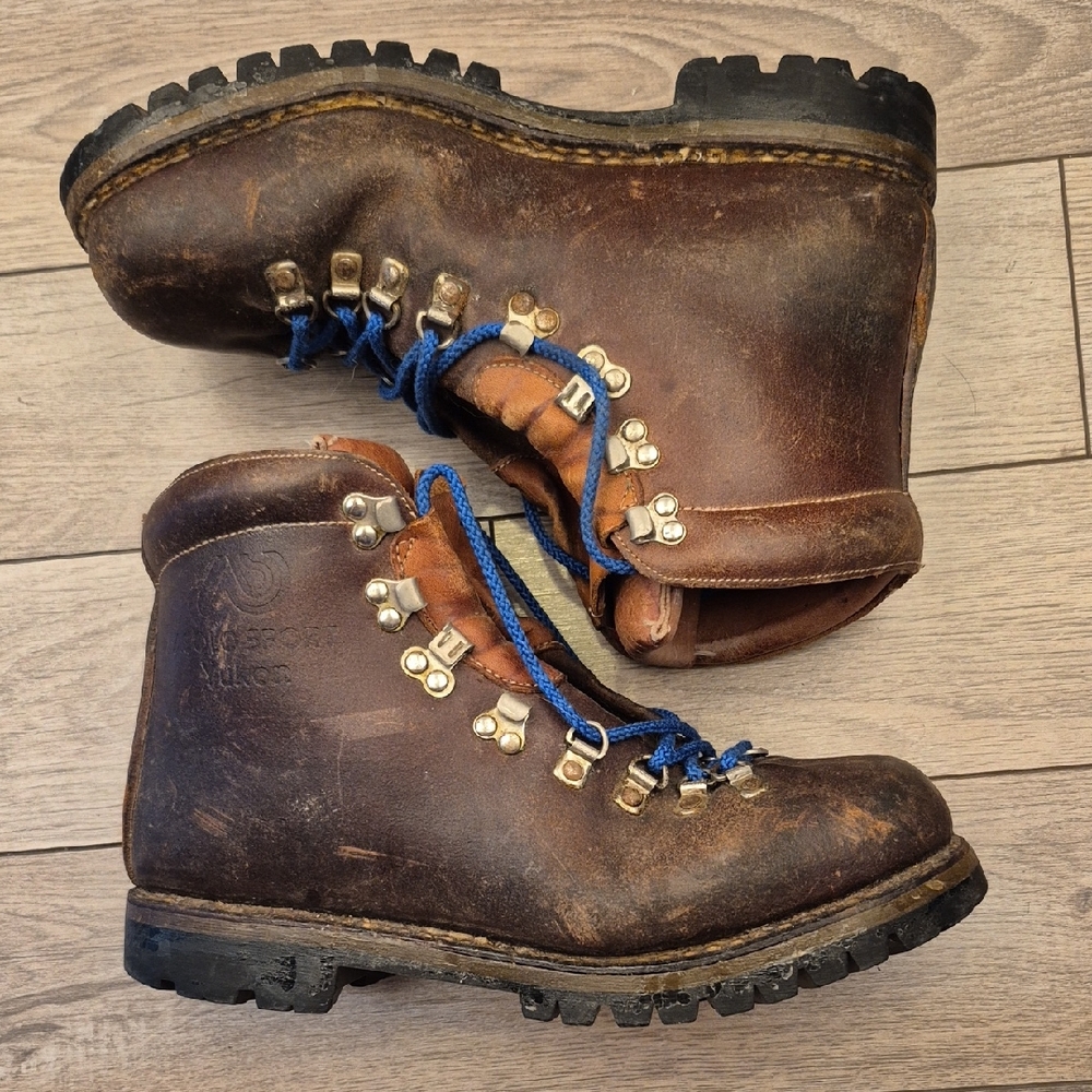 ASOLO Sport Yukon Italy‎ Dark Brown Leather Vibram 9.5 Mens Hiking Lace Up Boots